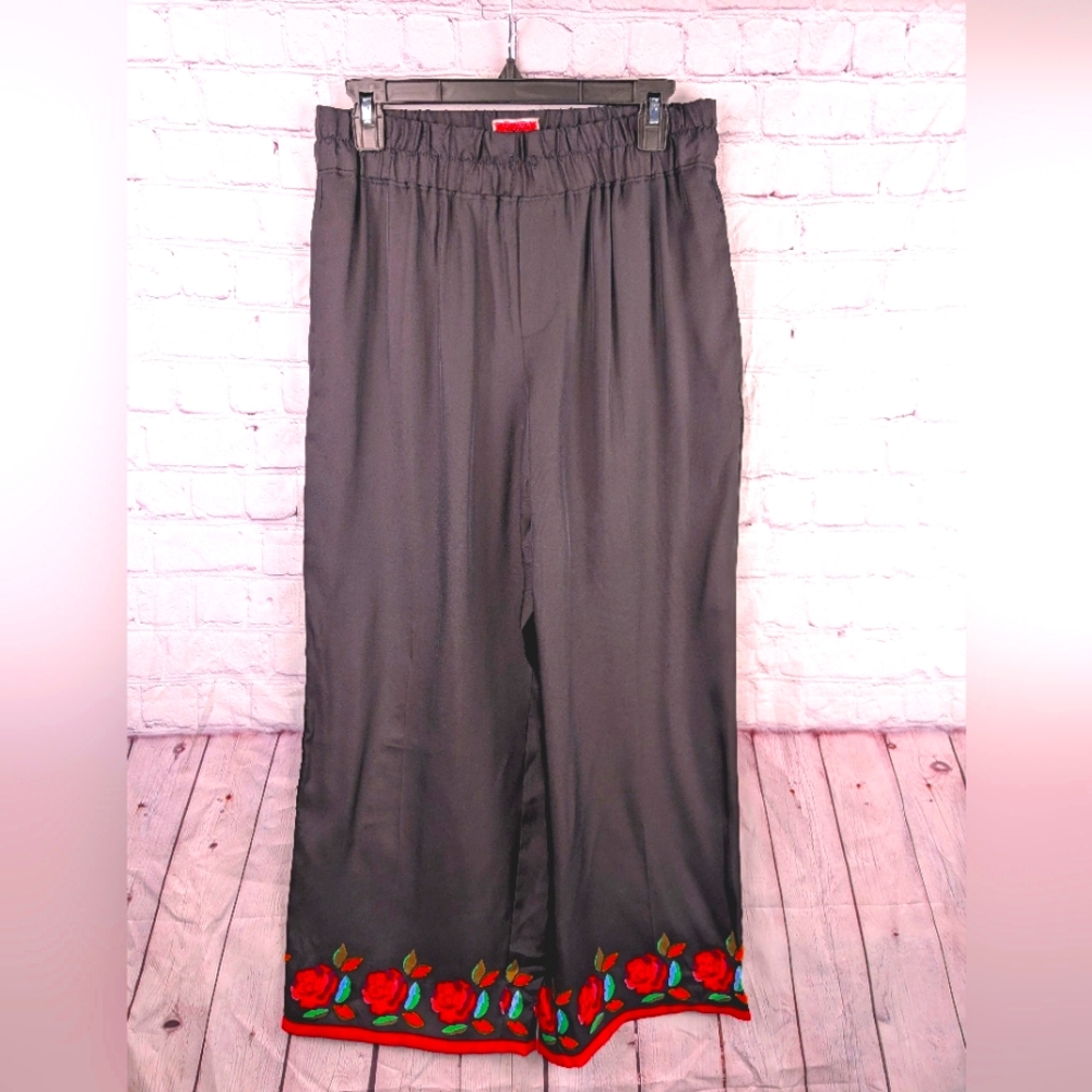 Kate Spade Rose Boarder Women's Silk Blend Pull On Pants Size Large - Picture 2 of 13
